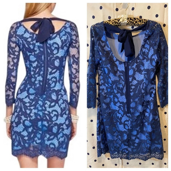 🆕 Lilly Pulitzer Aaliyha True Blue Romantic Corded Lace Overlay - Picture 2 of 12